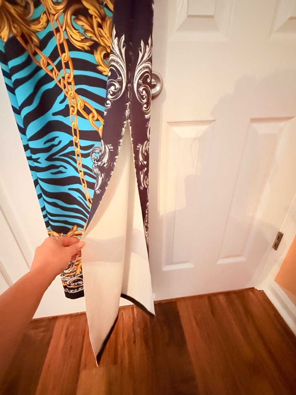 Marciano Turquoise, Black & Gold Chain-Print Sleeveless Maxi Dress - Picture 5 of 9